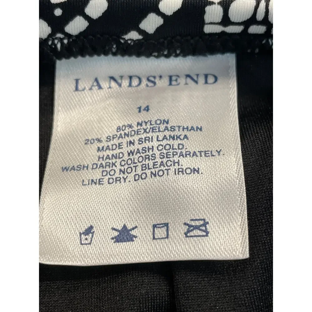 Land's End Swim Skirt black and white geo print size 14